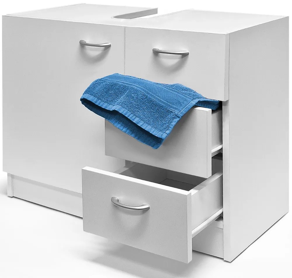 Szafka pod umywalkę z 3 szufladami SILKE, 63x30x54cm, biała Casaria
