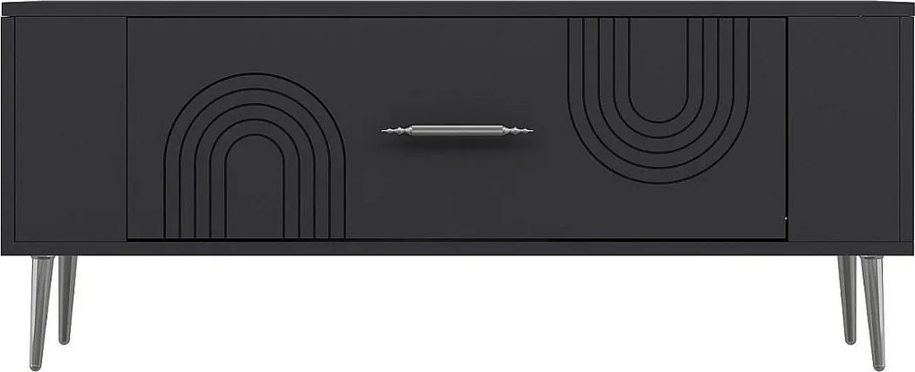 Stojak pod telewizor – 120 cm x 48,2 cm x 26,4 cm – Antracyt i srebro – Płyta wiórowa pokryta melaminą