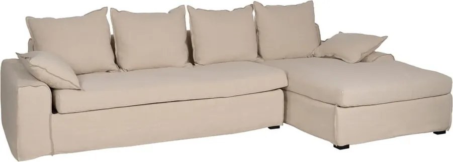 Kremowy lniany narożnik (prawostronny/z szezlongiem) – Ixia