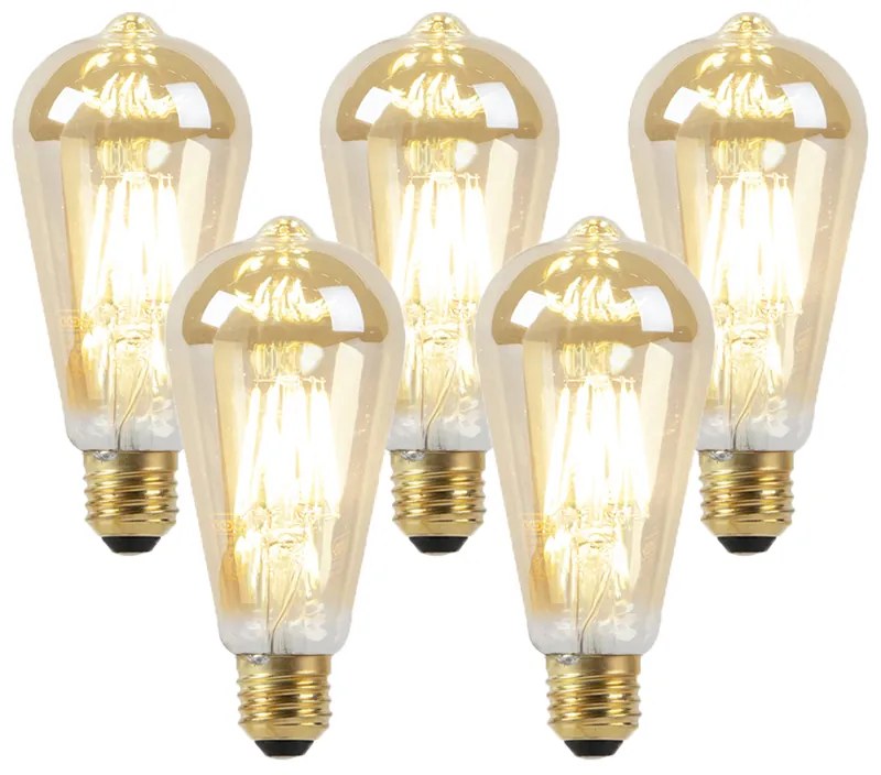 Zestaw 5 żarówek LED E27 Dim to Warm Gold 8W 806lm 2000-2700K