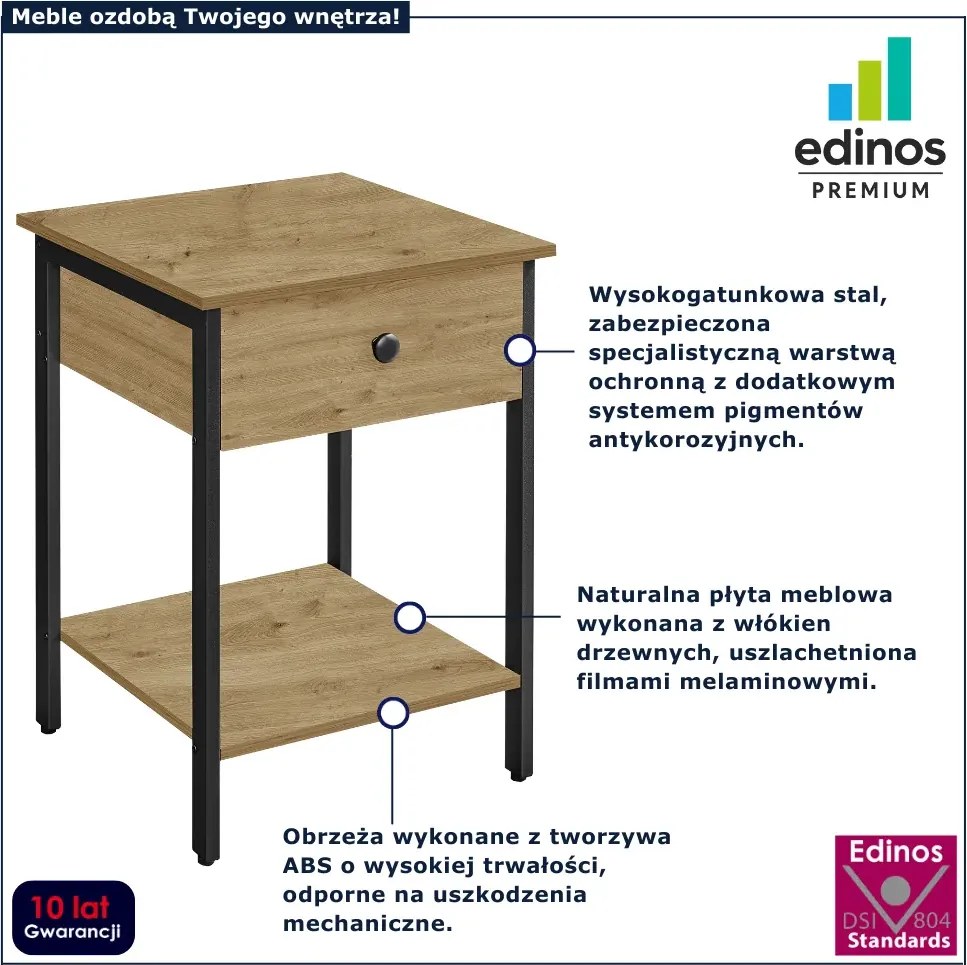 Industrialny stolik nocny z szufladą dąb artisan N4-N09