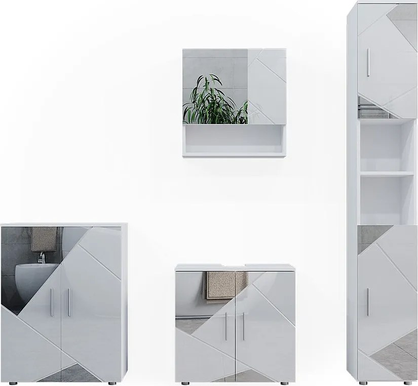 Zestaw mebli łazienkowych biały wysoki połysk z wkładkami 80x41x58.6 irma
