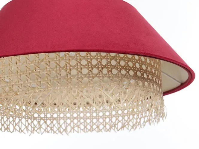 Czerwona lampa wisząca z rattanową dekoracją - 14X A347 B6-D96