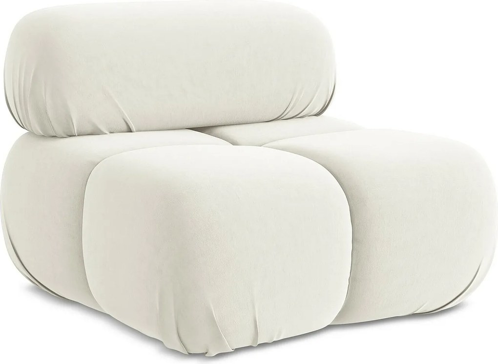 Fotel - z tkaniny welwetowej - jasny beż - LOKUA