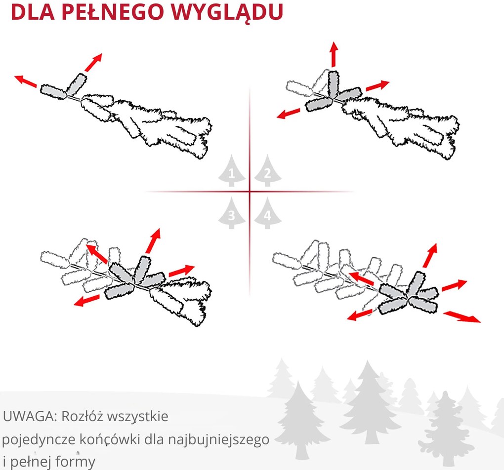 Choinka Drzewko świąteczne Sztuczna jodła z jagodami, metalowy stojak, PET | Aosom PL