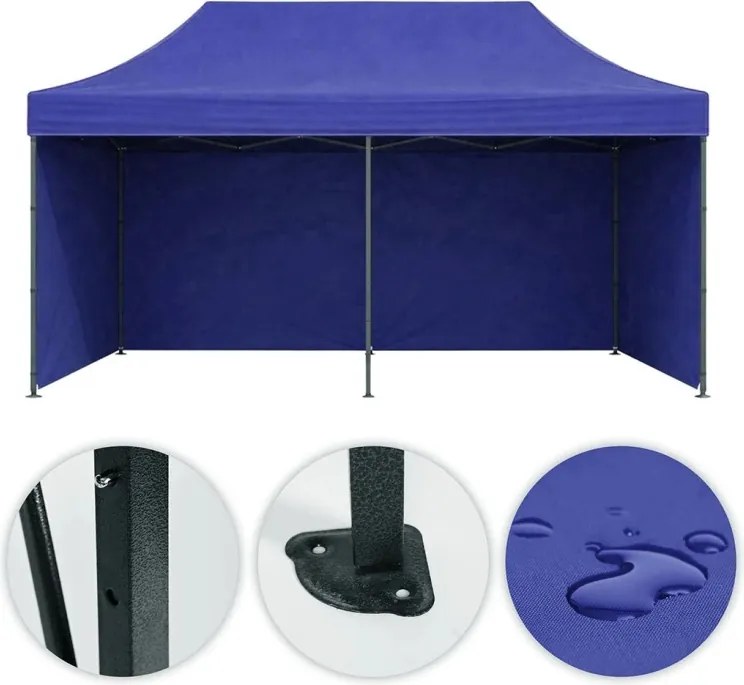 Pawilon ogrodowy 6x3 m niebieski FGC8 - namiot eventowy automatyczny, regulowana wysokość