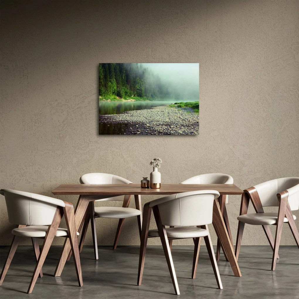 Obraz - rzeka przy lesie (70x50 cm)