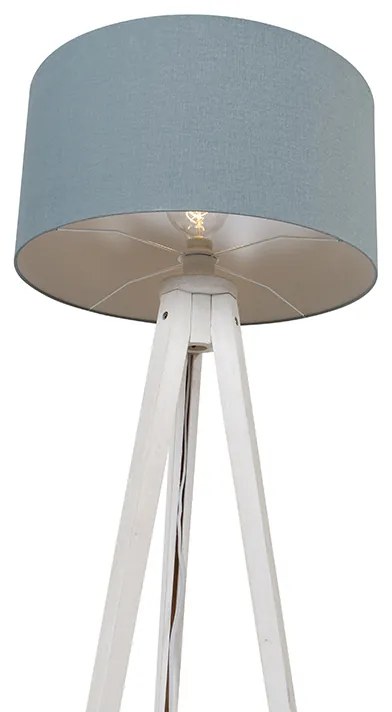 Lampa podłogowa trójnóg biała z abażurem w kolorze jasnoniebieskim 50 cm - Tripod Classic Nowoczesny Oswietlenie wewnetrzne