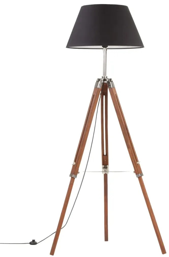 Brązowo czarna regulowana lampa stojąca trójnóg z drewna 3X EX199 T4-A98