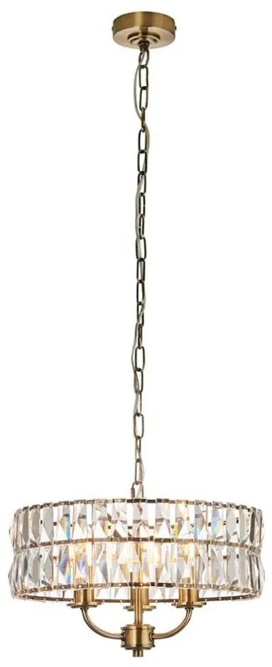 Endon 106243 - Żyrandol na łańcuchu CLIFTON 3xE14/6W/230V śr. 38,5 cm mosiądz/przezroczyste
