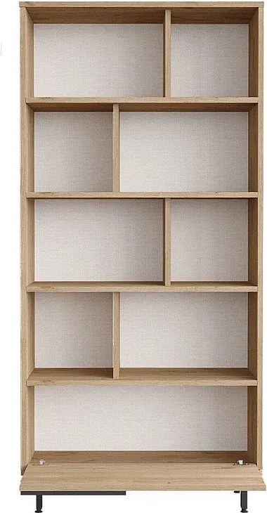 Elegancki regał z płyty wiórowej pokrytej melaminą – 83,9 x 175,6 x 29,5 cm – orzech – metal