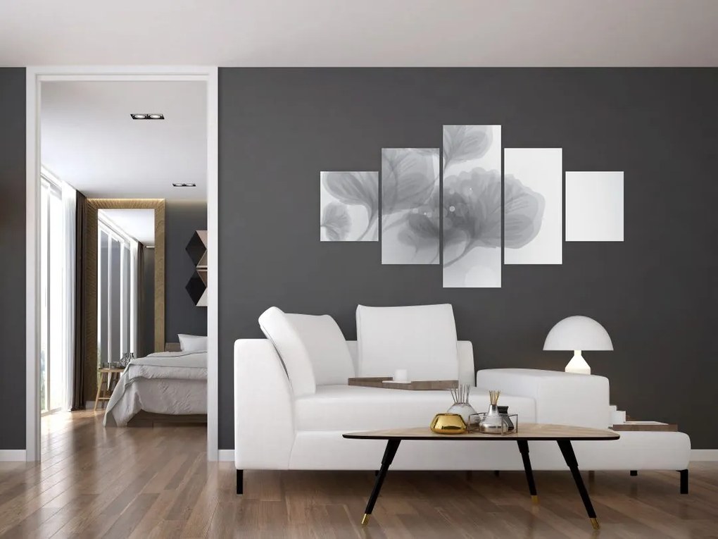 Obraz kwiatów w odcieniach szarości (125x70 cm)