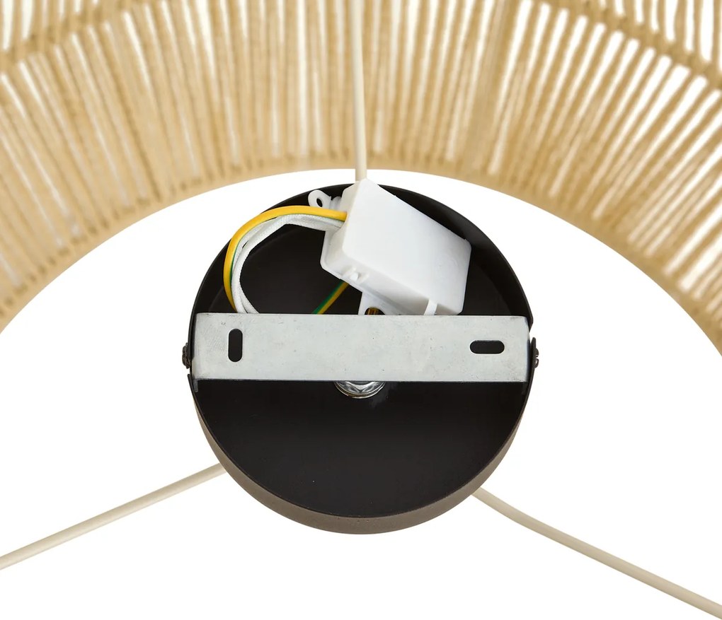 Lampa sufitowa czarna z beżowym abażurem z liny 50/50/30 - Cyl