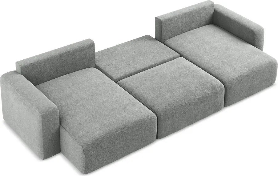 Szary rozkładany/ze schowkiem narożnik z tkaniny szenilowej (w kształcie litery U) Kona – Makamii
