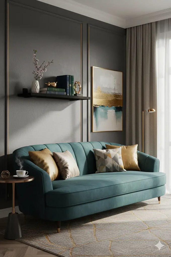 Dwie czarne półki ścienne w klasycznym stylu 50 cm G5-A30