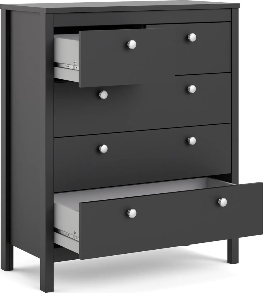 Czarna komoda pokojowa z szufladami Madrid 3+2