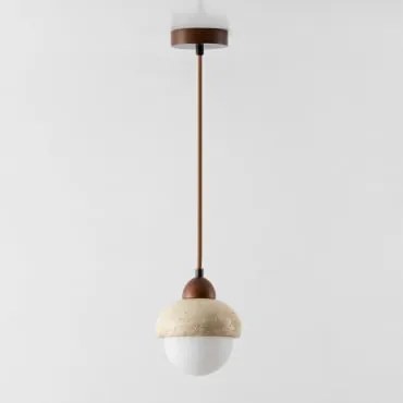 Lampa Sufitowa Wisząca Ø15 Cm Z Trawertynu I Drewna Davise Travertine - Sklum