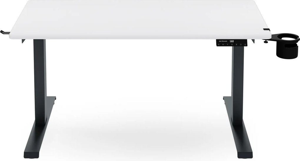 Biurko elektryczne z regulacją wysokości ergonomiczne antracytowo-białe, 1200x600 mm: ARIA