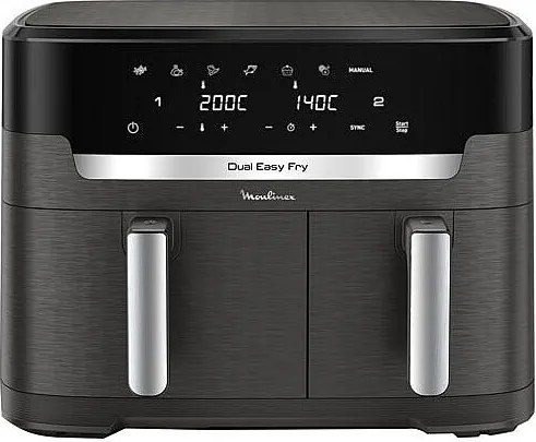 Frytownica na Gorące Powietrze 11L Moulinex Easy Fry XXL - Bez Oleju, 7 Programów, Podwójna Szuflada, Technologia Extra Crisp