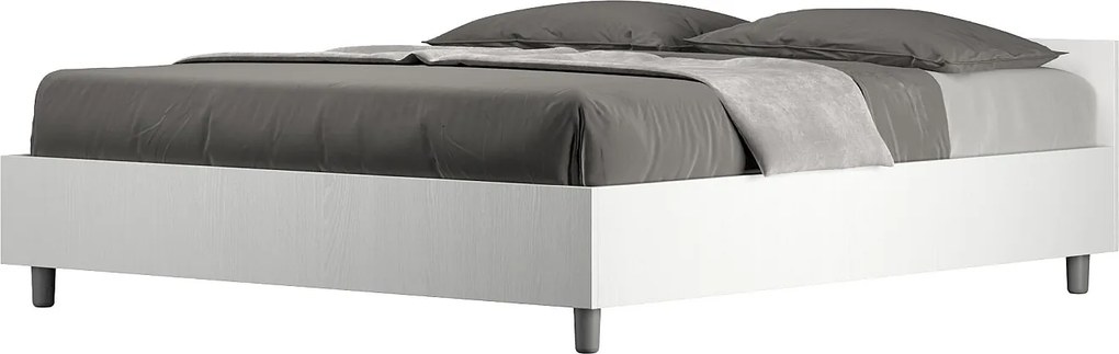 Łóżko wyposażone w stelaż z listwami 160x200 Frassino biała Nuamo