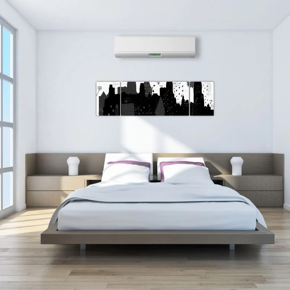 Obraz - Miasto z napisami i wzorami (170x50 cm)
