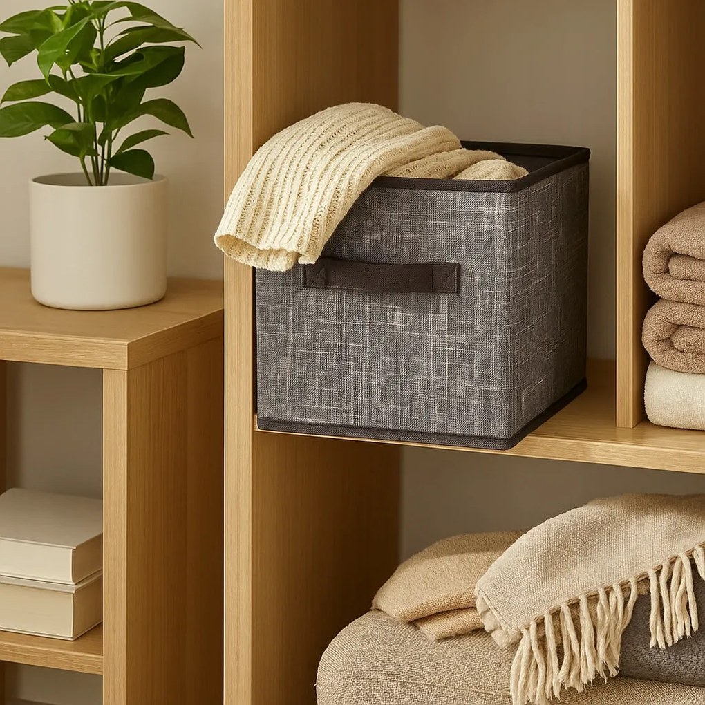 Organizer Tekstylny Granatowy Pudełko kosz 25x25x25 cm do Szafy Garderoby