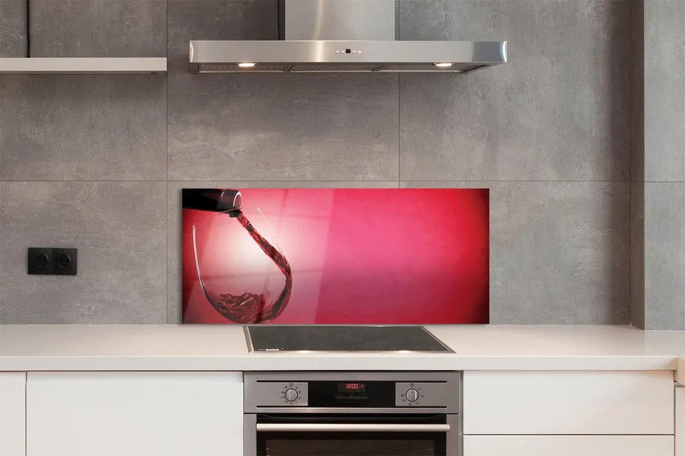 Panel szklany do Kuchni Kieliszek Wina na Czerwonym Tle