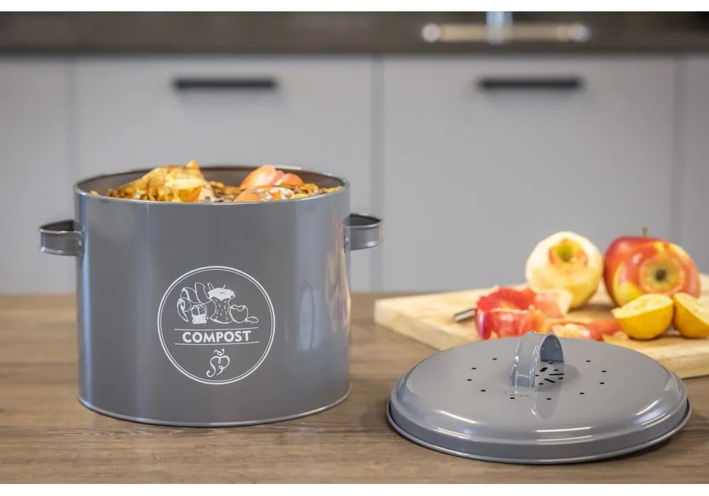 Szary pojemnik na odpadki organiczne 6,3 l Secret Du Potager – Esschert Design