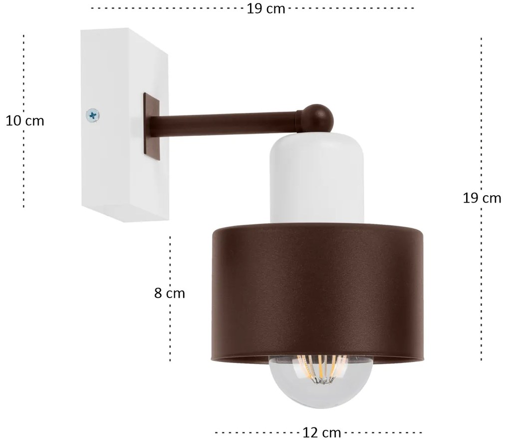 Brązowo-biały kinkiet LED WD-BR10x10WE jednopunktowy z litego drewna