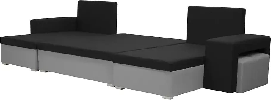 Narożnik U z funkcją spania PETRA2 Czarny/Czerwony