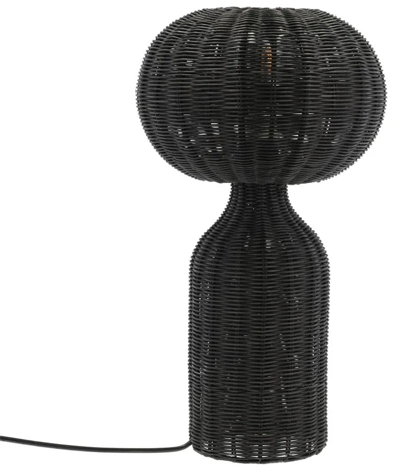 Czarna lampa stołowa z rattanowym kloszem (wysokość 43 cm) Werna – Villa Collection