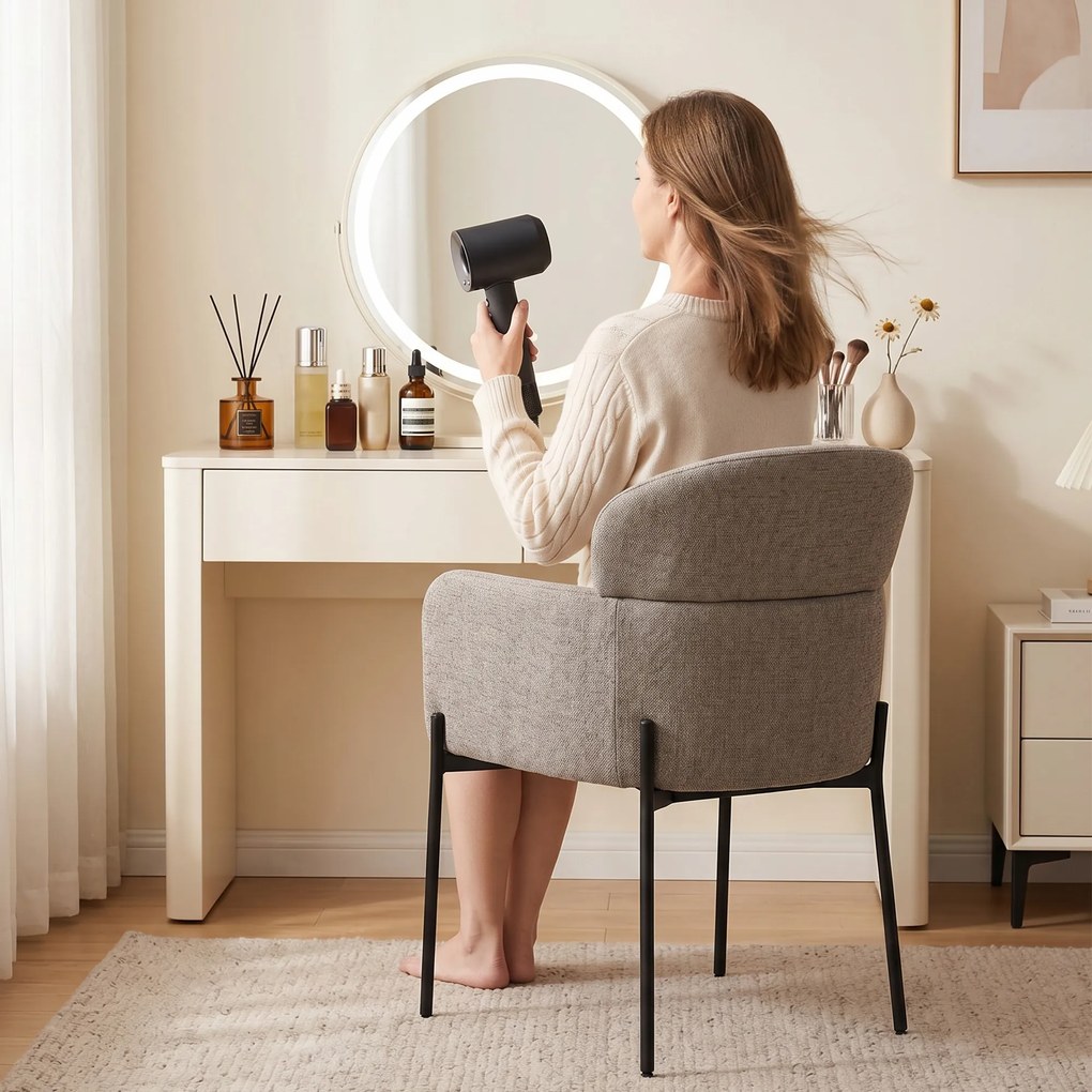 HOMCOM Nowoczesny fotel akcentowy, fotel z chenille z pianką o wysokiej gęstości, ergonomiczne oparcie, metalowe nogi, jasnobrązowy | Aosom PL