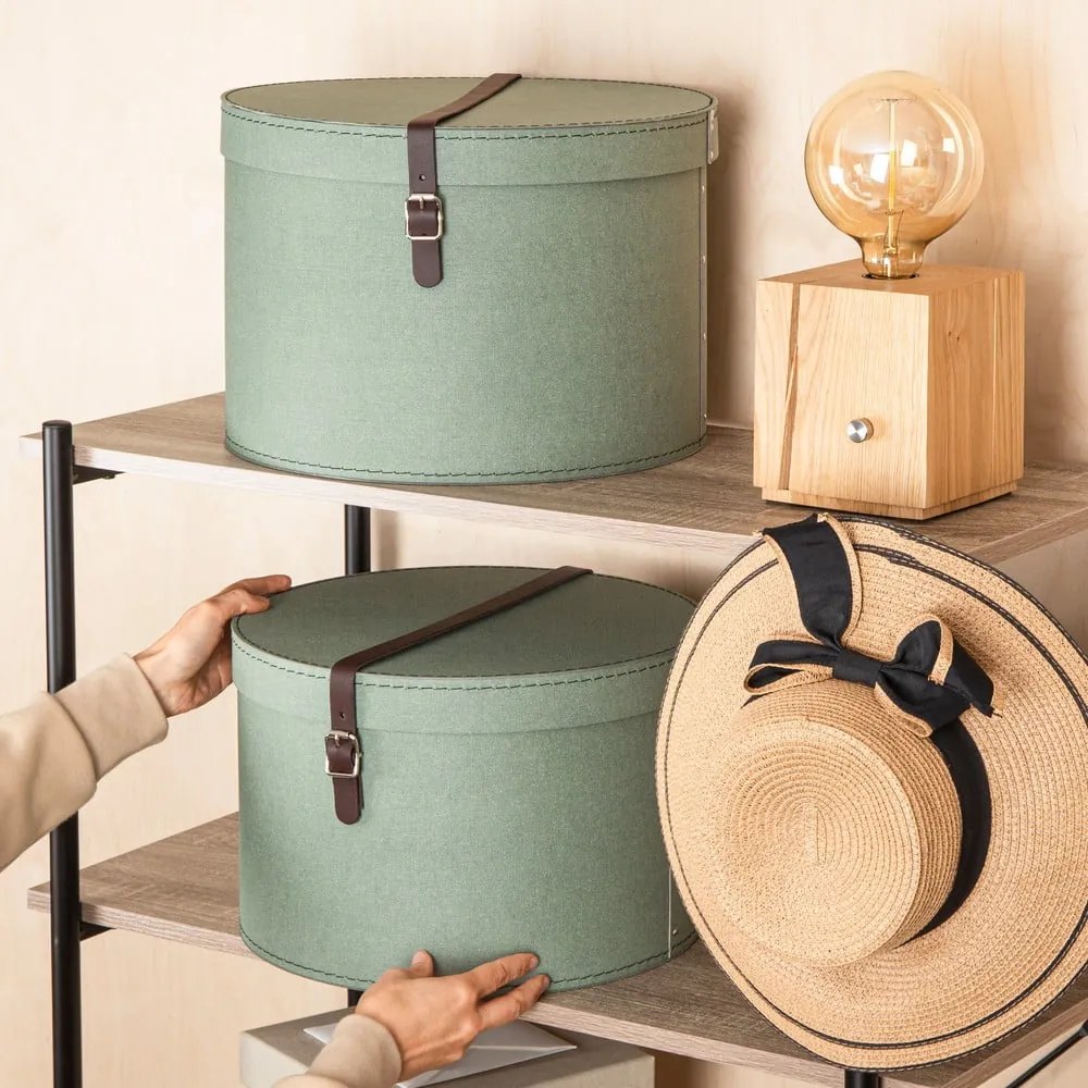 Zielononiebieskie kartonowe pojemniki zestaw 2 szt. z pokrywką ø 37,5x25,5 cm Rut Canvas Paper Laminate – Bigso