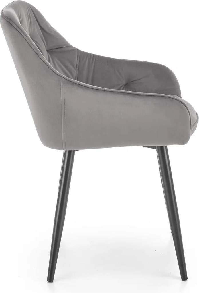 Aksamitny fotel do jadalni z podłokietnikami K487