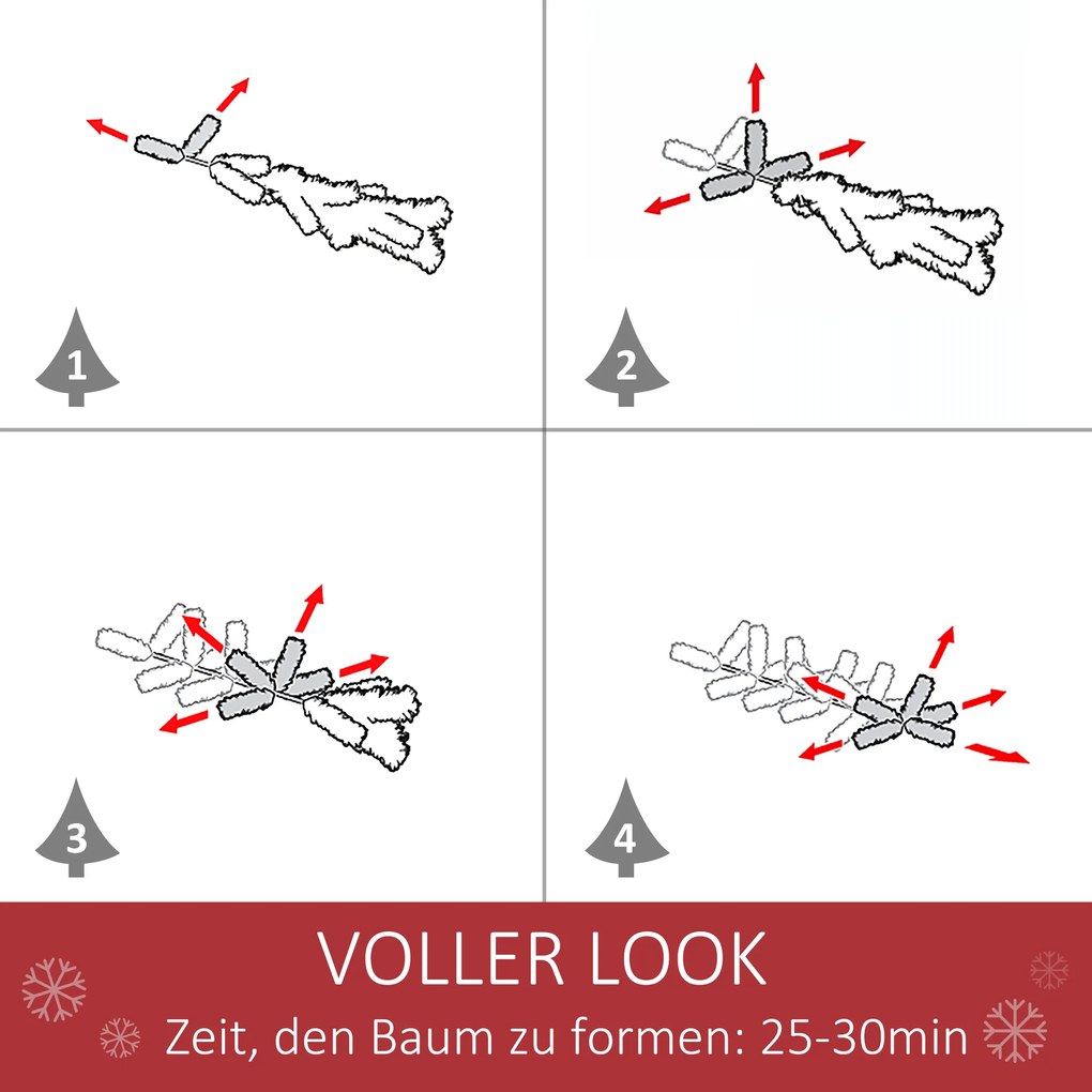 HOMCOM Sztuczna Choinka 180 cm sosnowa z 724 gałęziami i metalowym stojakiem do wnętrz | Aosom PL