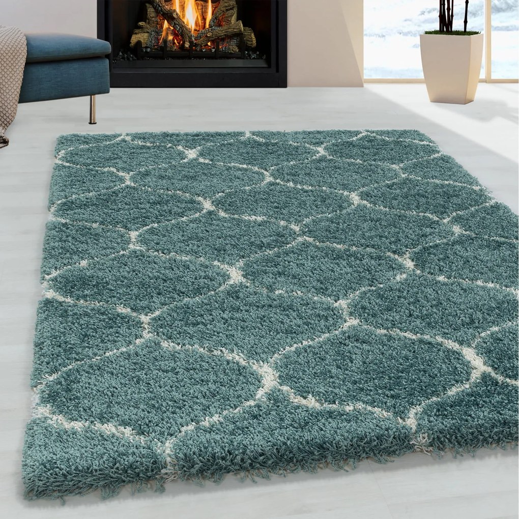Dywan shaggy Salsa koniczyna niebieski 60 cm x 110 cm