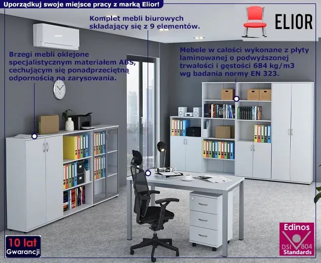 Biały zestaw mebli biurowych zamykanych na kluczyk T0-A72