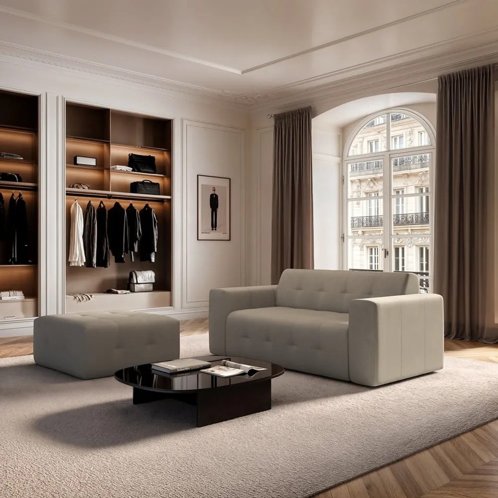 Jasnobrązowa aksamitna sofa 199 cm Tuil – Rodier