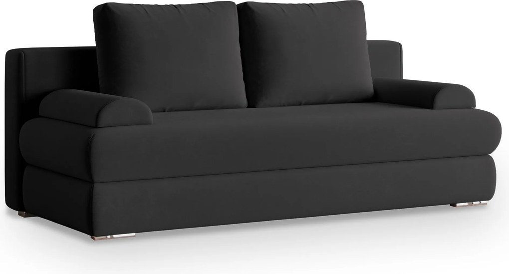 Masseno Sofa ASPERO z funkcją spania i pojemnikiem na pościel, Rozkładana sofa - Czarny, KRONOS 07