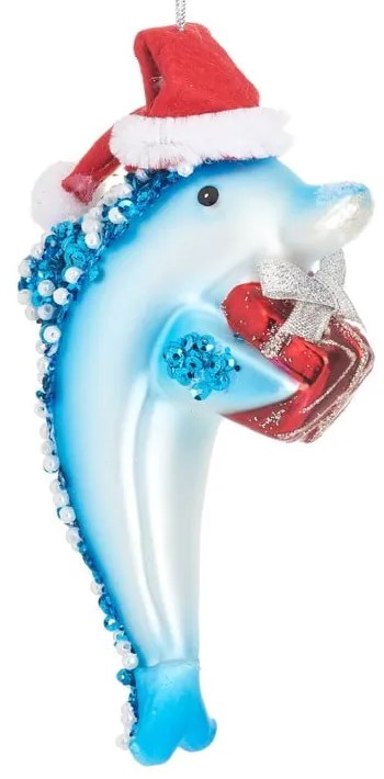 Szklana ozdoba świąteczna wykonana ręcznie 12,5 cm Dolphin – Sass &amp; Belle