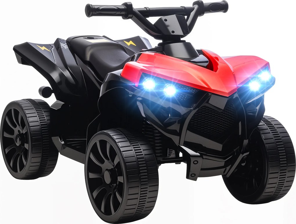 AIYAPLAY Dziecięcy quad elektryczny 6V dziecięcy quad z funkcją przodu/tyłu, muzyką, reflektorami LED Czerwony