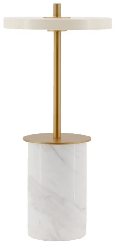 Kremowa marmurowa lampa stołowa LED ze ściemniaczem i metalowym kloszem (wysokość 25,5 cm) Asteria Move Mini – UMAGE