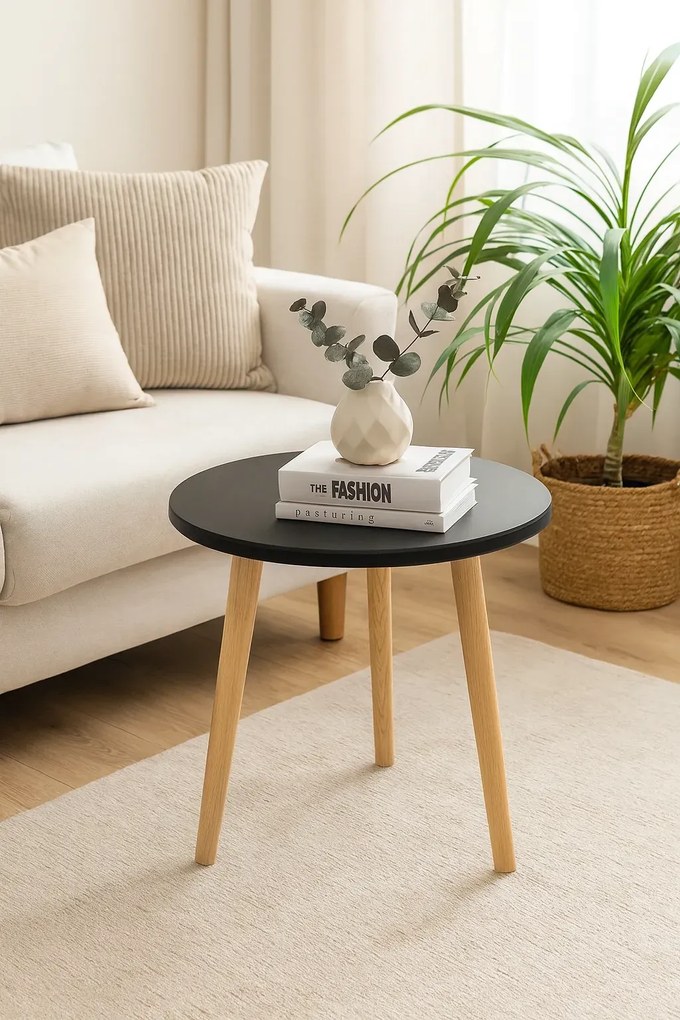 Minimalistyczny stolik kawowy czarny blat L2-C01