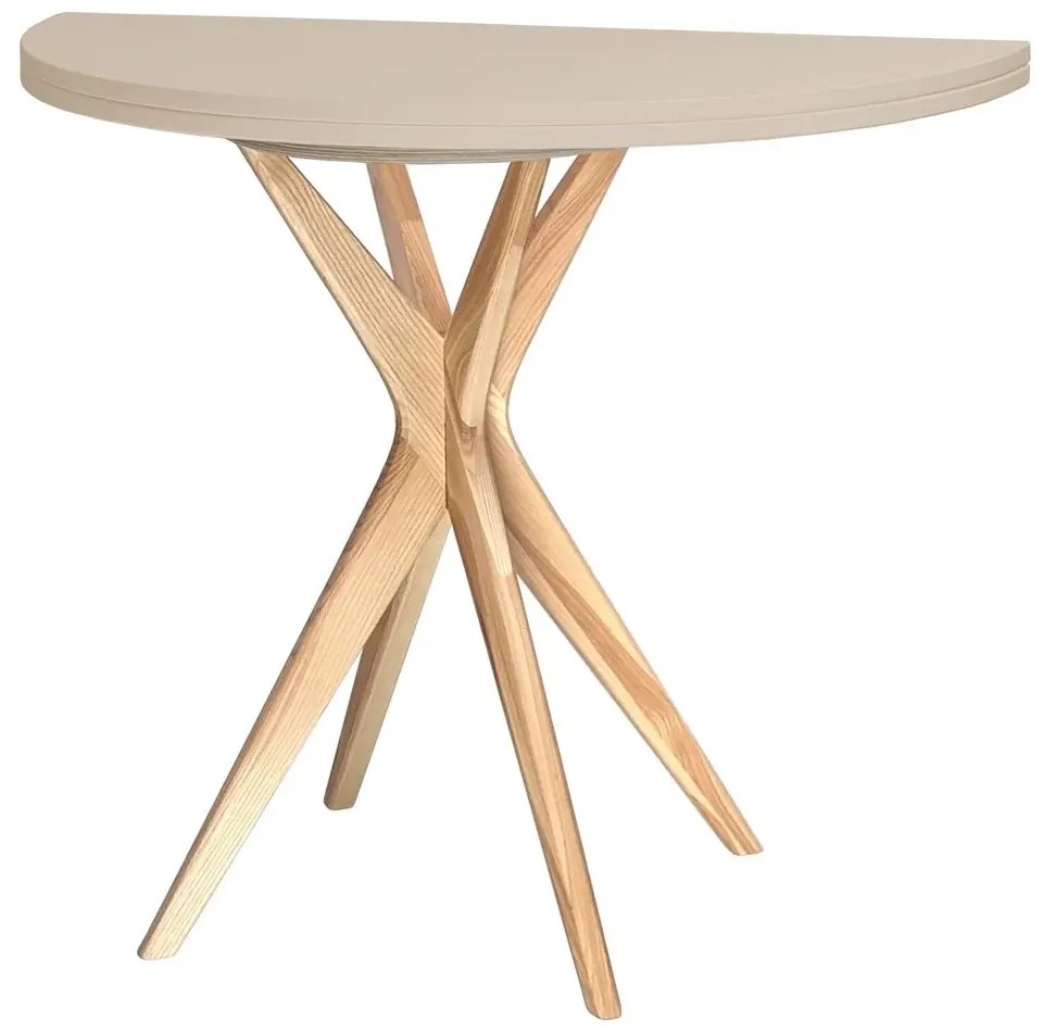 Stół półokrągły CUTTI 90x90 rozkładany cappuccino/jesion RAGABA