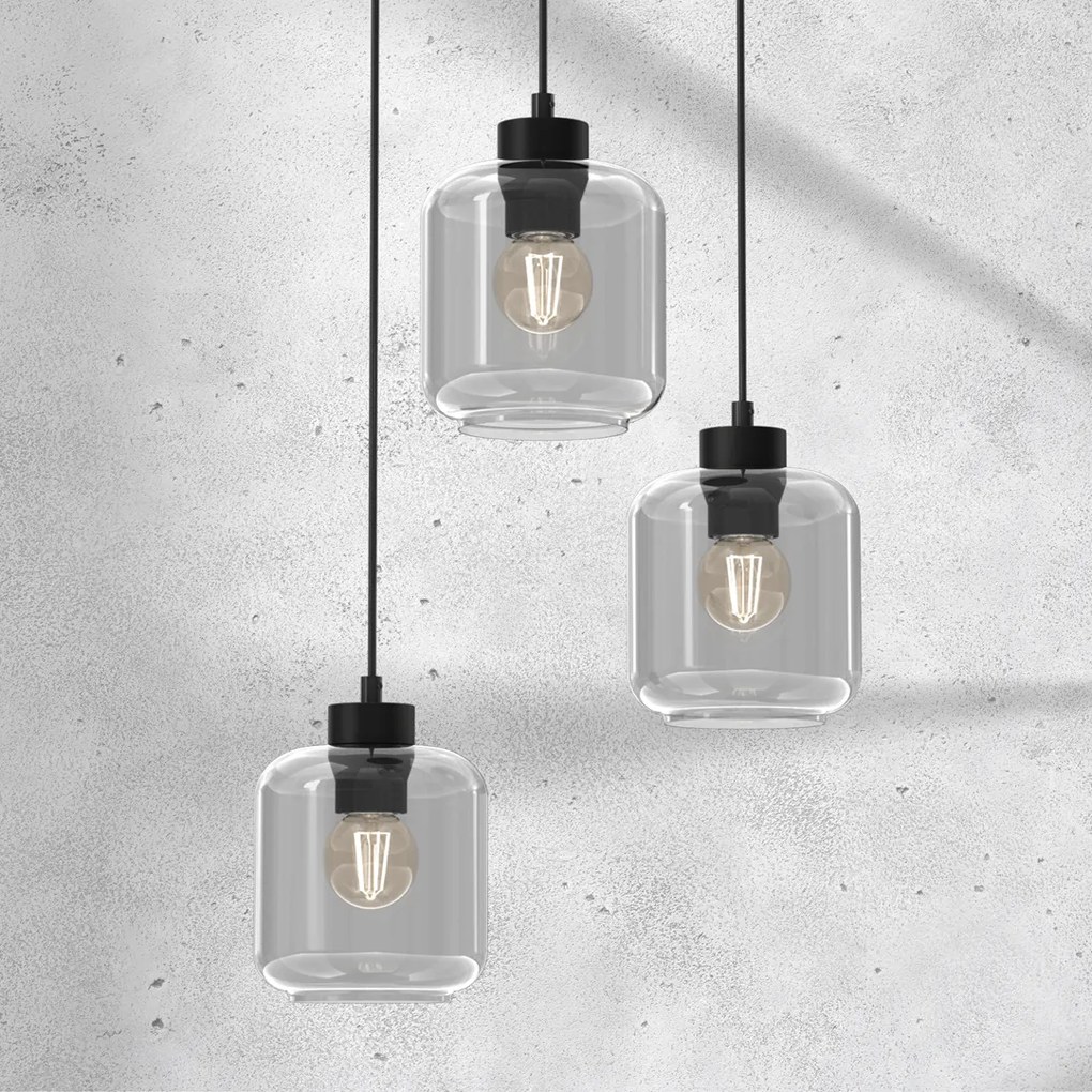 Lampa wisząca SOMBRA SMOKED 3xE27, potrójna, 3 klosze, na kole