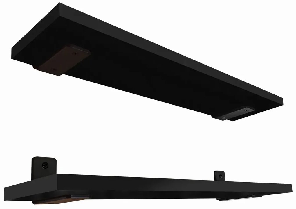 Dwie czarne półki ścienne w klasycznym stylu 50 cm - Castello 3X
