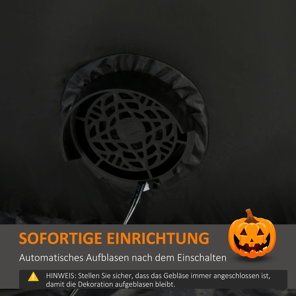 HOMCOM nadmuchiwana dynia dekoracja na Halloween samopompująca duch z oświetleniem LED poliester zielony+czarny 100 x 96 x 270 cm