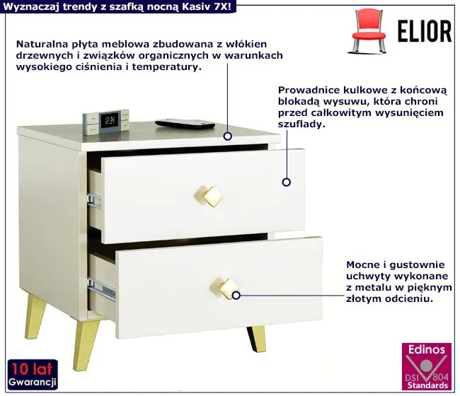 Kaszmirowa szafka nocna z 2 szufladami - Kasiv 7X