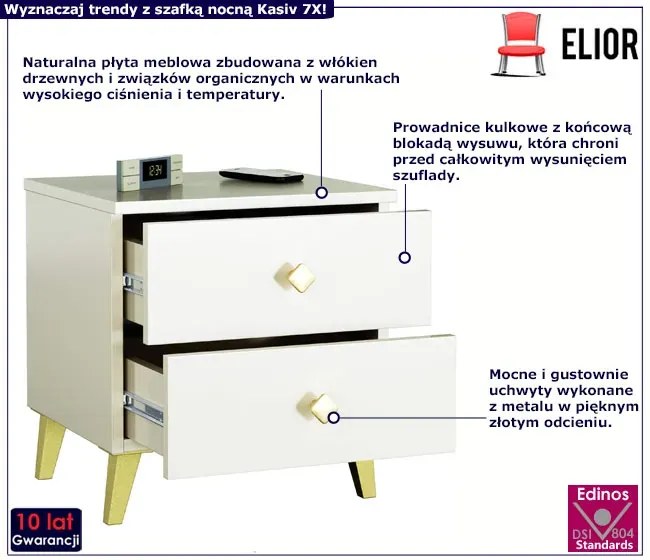 Kaszmirowa szafka nocna z 2 szufladami L4-F48