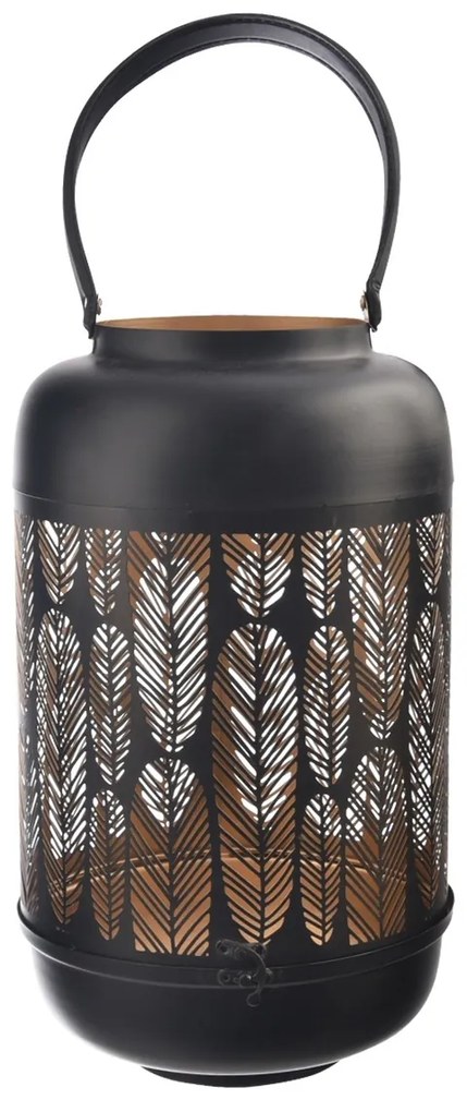 InDecor Świecznik metalowy Leaf czarny, 23 x 23 x 42 cm, L